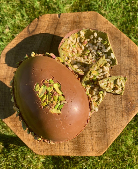 The Ultimate Luxury Pistachio Cream Handmade Milk Chocolate Egg